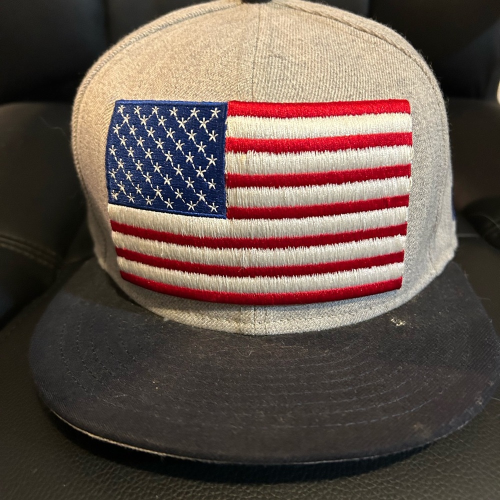 Gray Cap with American Flag Patch